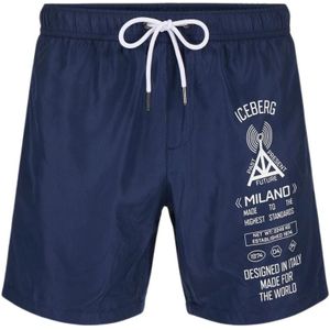 Iceberg, Badkleding, Heren, Blauw, L, Polyester, Logo Zwemshorts