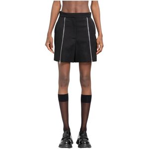 Alexander McQueen, Rokken, Dames, Zwart, M, Wol, Zwarte hoog getailleerde wollen shorts met ritssluiting