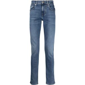 7 For All Mankind, Slimme Denim Stretch Jeans Blauw, Heren, Maat:W32