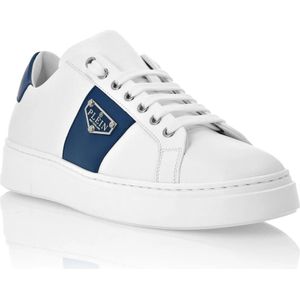 Philipp Plein, Schoenen, Heren, Wit, 41 EU, Embleem Leren Lage Sneakers