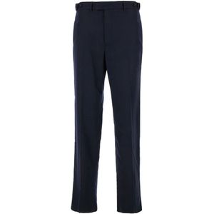 Emporio Armani, Broeken, Heren, Blauw, L, Wol, Flannel Stretch Broek