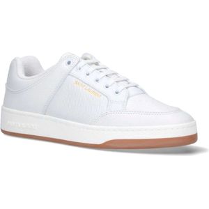 Saint Laurent, Schoenen, Heren, Wit, 41 1/2 EU, Leer, Witte Leren Sneakers Ss 22