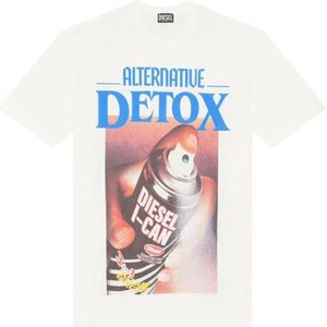Diesel, Tops, Heren, Wit, S, Katoen, Oversized Heren T-shirt met Alternative Detox en Pure Energy Prints