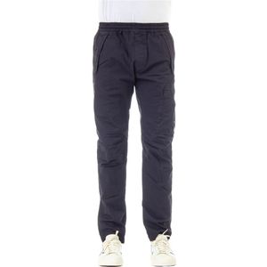 C.p. Company, Blauwe Katoenen Broek met Elastische Tailleband en Cargo Zak Blauw, Heren, Maat:L