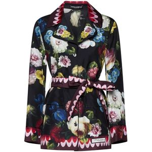 Dolce & Gabbana, Jassen, Dames, Veelkleurig, S, Bloemen Power Pyjama Shirts