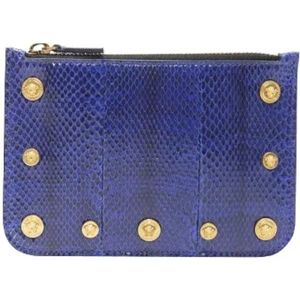 Versace, Tassen, Dames, Blauw, ONE Size, Leer, Leather handbags