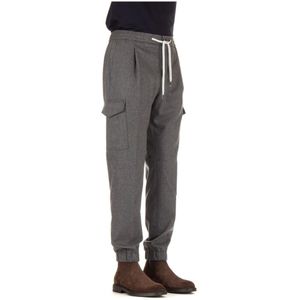 PT Torino, Broeken, Heren, Grijs, L, Grijze Stretch Flanel Cargo Broek