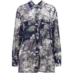 Semicouture, Blouses & Shirts, Dames, Blauw, S, Viscose shirt met bloemenprint