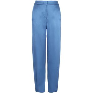 Giorgio Armani, Blauwe Zijden Broek Elastische Taille Blauw, Dames, Maat:L