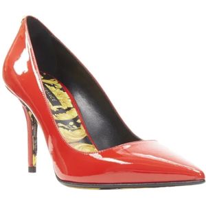 Versace Pre-owned, Pre-owned, Dames, Rood, 38 EU, Leer, Tweedehands leren hakken