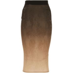 Andrea Adamo, Rokken, Dames, Bruin, S, Polyester, Pencil Skirts