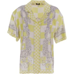 Versace, Blouses & Shirts, Dames, Geel, M, Zijden Barok Shirt