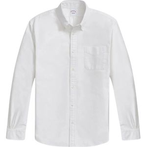 Brooks Brothers, Overhemden, Heren, Wit, S, Katoen, Witte Regular Fit Oxford Cloth Vrijdag Sport Overhemd met Polo Button Down Kraag