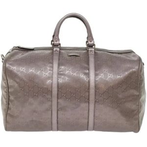 Gucci Vintage, Pre-owned, Dames, Grijs, ONE Size, Pre-owned Canvas travel-bags