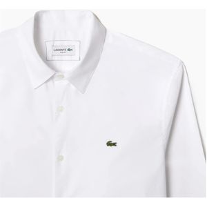 Lacoste, Overhemden, Heren, Wit, 5Xl, Katoen, Slim Fit Stretch Katoenen Wit Overhemd