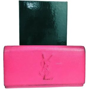 Yves Saint Laurent Vintage, Tweedehands leren portemonnees Roze, Dames, Maat:ONE Size