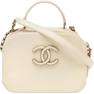 Chanel Vintage, Pre-owned, Dames, Wit, ONE Size, Leer, Tweedehands leren handtassen