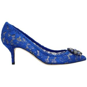 Dolce & Gabbana, Schoenen, Dames, Blauw, 39 1/2 EU, ‘Bellucci’ kanten stiletto pumps