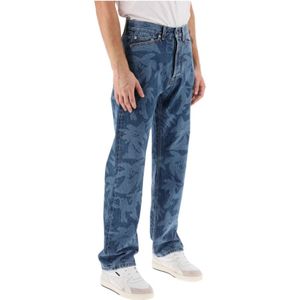 Palm Angels, Straight Jeans Blauw, Heren, Maat:W30