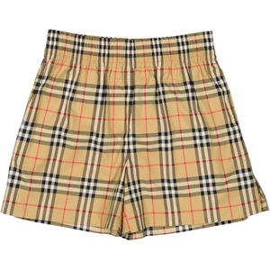 Burberry, Korte broeken, Dames, Veelkleurig, XS, Katoen, Vintage Check Flared Shorts