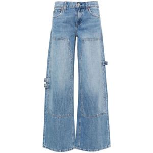 Alice + Olivia, Blauwe Gewassen Denim Wijde Pijp Jeans Blauw, Dames, Maat:W26