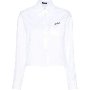 Versace, Blouses & Shirts, Dames, Wit, S, Barok Print Crop Shirt