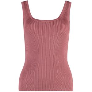 Zimmermann, Tops, Dames, Roze, M, Nylon, Geribbelde Scoop Tank Top