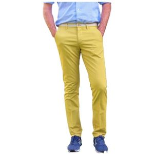 Mason's, Broeken, Heren, Geel, L, Katoen, Slim Fit Torino University Broek