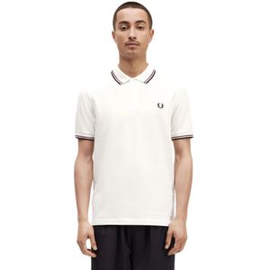 Fred Perry, Tops, Heren, Wit, XL, Katoen, Contrast Strepen Polo Shirt