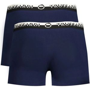 Trussardi, Ondergoed, Heren, Blauw, M, Katoen, Blauwe Katoenen Boxershorts Elastische Taille