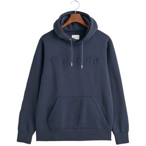 Gant, Sweatshirts & Hoodies, Heren, Blauw, S, Stijlvolle Hoodie