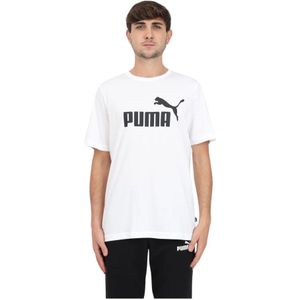 Puma, Tops, Heren, Wit, XS, Katoen, Wit Logo T-Shirt