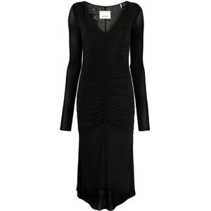 Isabel Marant, Kleedjes, Dames, Zwart, S, Zwarte Laly Gerimpelde Jersey Jurk