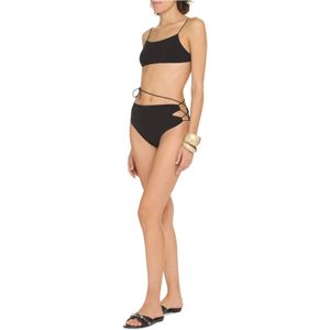 Amazuin, Badkleding, Dames, Zwart, ONE Size, Cut Out Bandeau High-Waist Bikini