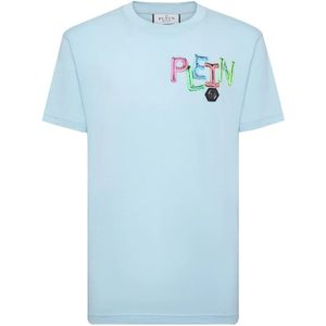 Philipp Plein, Casual Katoenen T-shirt Blauw, Heren, Maat:S