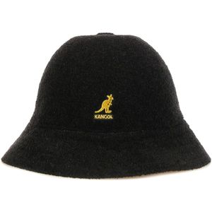 Kangol, Accessoires, Heren, Zwart, L, Nylon, Casual Fisherman Hoed Zwart/Goud Bermuda Stijl