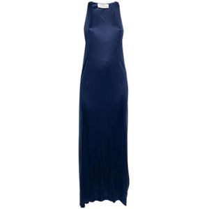 Yves Saint Laurent Vintage, Pre-owned, Dames, Blauw, S, Tweed, Pre-owned Silk dresses