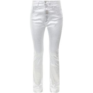 3X1, Jeans, Dames, Grijs, W27, Katoen, Zilveren katoenen broek voor modebewuste vrouwen