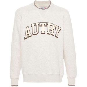 Autry, Sweatshirts & Hoodies, Heren, Wit, S, Katoen, Gestreepte rand trui