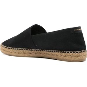 Saint Laurent, Schoenen, Heren, Zwart, 41 EU, Canvas Espadrilles met Geborduurd Logo