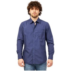 Hugo Boss, Overhemden, Heren, Blauw, M, Katoen, Klassiek Formeel Overhemd
