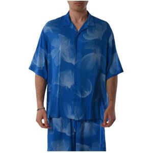 Armani Exchange, Overhemden, Heren, Blauw, XL, Viscose Knoopsluiting Shirt