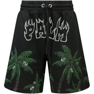 Palm Angels, Katoenen Bermuda Shorts Zwart, Heren, Maat:L