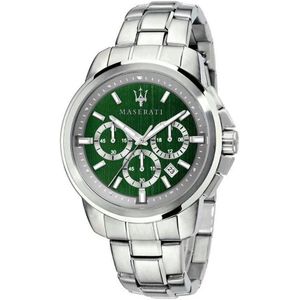 Maserati, Accessoires, Heren, Grijs, ONE Size, Groene Stalen Quartz Horloge