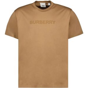 Burberry, Tops, Heren, Bruin, L, Katoen, Logo T-shirt voor Casual Look