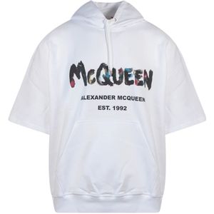 Alexander McQueen, Sweatshirts & Hoodies, Heren, Wit, S, Katoen, Hoodie