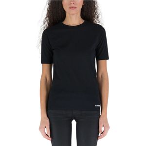Jil Sander, Katoenen T-Shirt met Korte Mouwen Zwart, Dames, Maat:M