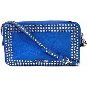 Miu Miu Pre-owned, Pre-owned, Dames, Blauw, ONE Size, Leer, Tweedehands leren schoudertassen