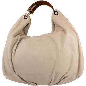 Tramontano, Marmer Hobo Hoorn Maxi Tas Beige, Dames, Maat:ONE Size