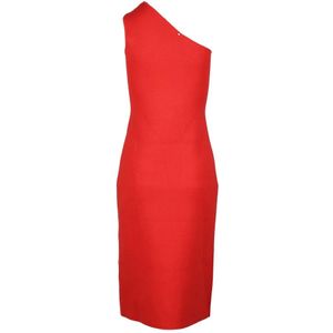 Sportmax, Kleedjes, Dames, Rood, L, Polyester, Damesjurk in Viscose Polyester Mix